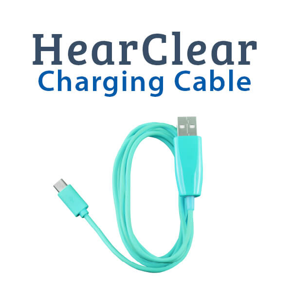 Blue Charging Cable for HearClear Rechargeable Hearing Aids