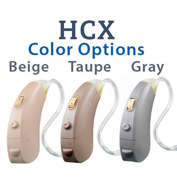HCX Hear Clear Hearing Aid Beige Taupe and Gray